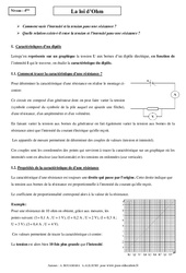 Loi d'Ohm - Cours - Physique - Chimie : 10ème Harmos - PDF à imprimer