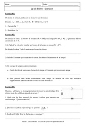 Loi d'Ohm - Exercices corrigés - Physique - Chimie : 10ème Harmos - PDF à imprimer