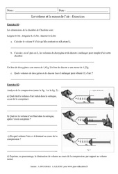 Volume - Masse de l’air - Exercices corrigés - Physique - Chimie : 10ème Harmos - PDF à imprimer