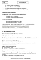 Combustions - Cours - Physique - Chimie : 10ème Harmos - PDF à imprimer