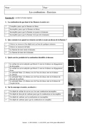 Combustions - Exercices corrigés - Physique - Chimie : 10ème Harmos - PDF à imprimer