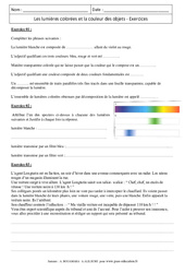 Lumières colorées - Couleur des objets - Exercices corrigés - Physique - Chimie : 10ème Harmos - PDF à imprimer