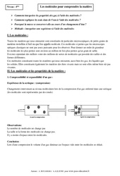 Molécules pour comprendre la matière - Cours - Physique - Chimie : 10ème Harmos - PDF à imprimer