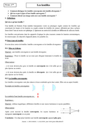 Lentilles - Cours - Physique - Chimie : 10ème Harmos - PDF à imprimer