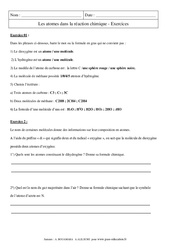 Atomes dans la réaction chimique - Exercices corrigés - Physique - Chimie : 10ème Harmos - PDF à imprimer