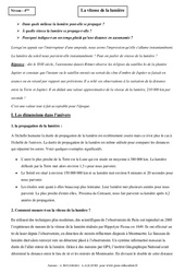 Vitesse de la lumière - Cours - Physique - Chimie : 10ème Harmos - PDF à imprimer