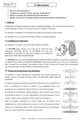 Alternateur - Cours - Physique - Chimie : 11ème Harmos - PDF à imprimer