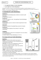 Réaction entre l’acide chlorhydrique et le fer - Cours - Physique - Chimie : 11ème Harmos - PDF à imprimer