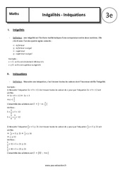 Inégalités - Inéquations - Cours : 11ème Harmos - PDF à imprimer