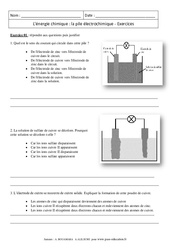 Energie chimique - Pile électrochimique - Exercices corrigés - Physique - Chimie : 11ème Harmos - PDF à imprimer