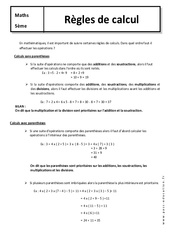 Règles de calcul - Cours - Mathématiques : 9eme Harmos - PDF à imprimer