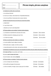 Phrase simple - Phrase complexe - Exercices corrigés - Grammaire - Français : 9eme Harmos - PDF à imprimer