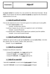 Adjectif - Cours - Grammaire - Français : 9eme Harmos - PDF à imprimer