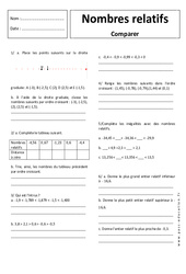 Comparaison - Nombres relatifs - Exercices corrigés : 9eme Harmos - PDF à imprimer