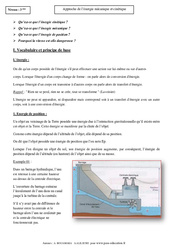 Energie mécanique et cinétique - Cours - Physique - Chimie : 11ème Harmos - PDF à imprimer