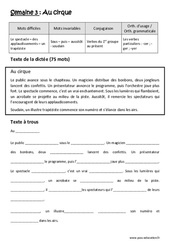 Exercice Au cirque  - Verbes du 1er groupe au présent - Verbes particuliers : - cer, - ger, - yer - Dictée préparée - A trous : 7ème Harmos - Cycle 3 - PDF à imprimer