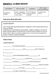 Exercice Le géant glouton - 1er ème groupe - Faire au présent de l’indicatif - Valeurs de la lettre g - Dictée préparée - A trous : 7ème Harmos - Cycle 3 - PDF à imprimer
