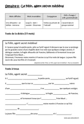Exercice Le Félin, agent secret médiéval - Verbes au présent de l’indicatif - Accord dans le groupe nominal - Dictée préparée - A trous : 7ème Harmos - Cycle 3 - PDF à imprimer