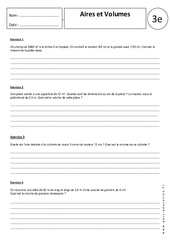 Aires - Volumes - Exercices corrigés : 11ème Harmos - PDF à imprimer