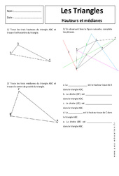 Hauteur - Médiane - Triangles - Exercices corrigés - Géométrie : 9eme Harmos - PDF à imprimer