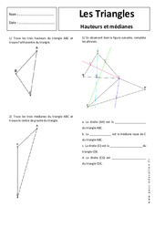 Hauteur - Médiane - Triangles - Exercices corrigés - Géométrie : 9eme Harmos - PDF à imprimer