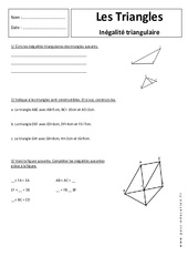 Inégalité triangulaire - Triangles - Exercices corrigés - Géométrie : 9eme Harmos - PDF à imprimer