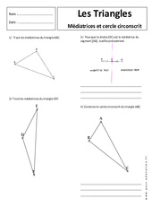 Médiatrice et cercle circonscrit - Triangles - Exercices corrigés - Géométrie : 9eme Harmos - PDF à imprimer