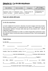 Exercice La vie des esquimaux - Verbes au futur de l’indicatif - Participe passé en é ou infinitif en er - Dictée préparée - A trous : 7ème Harmos - Cycle 3 - PDF à imprimer
