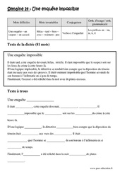 Exercice Une enquête impossible - Verbes à l’imparfait - Préfixes en - Fiches  im, in, ir, il - Dictée préparée - A trous : 7ème Harmos - Cycle 3 - PDF à imprimer