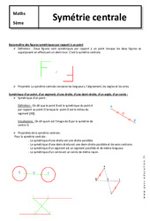 Symétrie centrale - Cours - Géométrie : 9eme Harmos - PDF à imprimer