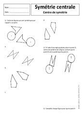 Centre de symétrie - Symétrie centrale - Exercices corrigés - Géométrie : 9eme Harmos - PDF à imprimer