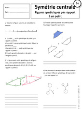 Figures symétriques par rapport à un point - Symétrie centrale - Exercices corrigés - Géométrie : 9eme Harmos - PDF à imprimer