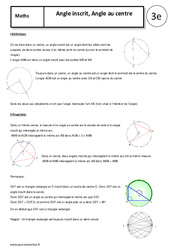 Angle inscrit - Angle au centre - Cours - Géométrie : 11ème Harmos - PDF à imprimer