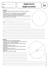 Angle inscrit - Angle au centre - Exercices corrigés - Géométrie : 11ème Harmos - PDF à imprimer