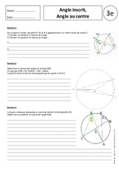 Angle inscrit - Angle au centre - Exercices corrigés - Géométrie : 11ème Harmos - PDF à imprimer