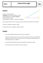 Cosinus d'un angle - Cours - Géométrie : 11ème Harmos - PDF à imprimer