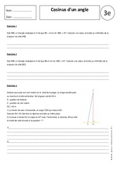 Cosinus d'un angle - Exercices corrigés - Trigonométrie : 11ème Harmos - PDF à imprimer