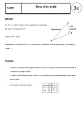 Sinus d'un angle - Cours - Trigonométrie : 11ème Harmos - PDF à imprimer