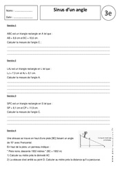 Sinus d'un angle - Exercices corrigés - Trigonométrie : 11ème Harmos - PDF à imprimer