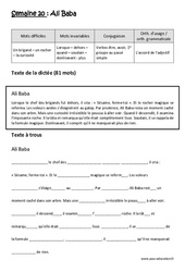 Exercice Ali Baba - Verbes être, avoir, 1er groupe au passé simple - Accord de l’adjectif - Dictée préparée - A trous : 7ème Harmos - Cycle 3 - PDF à imprimer