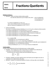 Fractions - Quotients - Cours : 9eme Harmos - PDF à imprimer