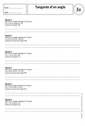 Tangente d'un angle - Exercices corrigés - Trigonométrie : 11ème Harmos - PDF à imprimer