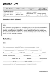 Exercice L'été - Verbe être et avoir au passé composé et 1er groupe - Noms terminés par - ail, - eil, - euil, i, y - Dictée préparée - A trous : 7ème Harmos - Cycle 3 - PDF à imprimer