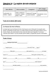 Exercice La maison de mon enfance - Verbe du  groupe au passé composé - Homophones - Fiches la, là, l’a, l’as - Dictée préparée - A trous : 7ème Harmos - Cycle 3 - PDF à imprimer