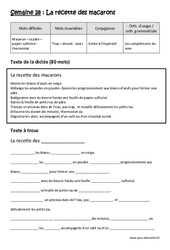 Exercice La recette des macarons - Verbe à l’impératif - Compléments du nom - Dictée préparée - A trous : 7ème Harmos - Cycle 3 - PDF à imprimer