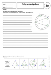 Polygones réguliers - Exercices corrigés - Géométrie : 11ème Harmos - PDF à imprimer