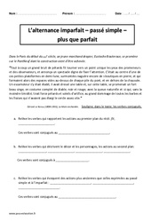 Alternance - Imparfait - Passé simple - Plus que parfait - Exercices corrigés - Conjugaison : 7ème Harmos - PDF à imprimer