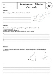 Triangles - Agrandissement - Réduction - Exercices corrigés - Géométrie : 11ème Harmos - PDF à imprimer