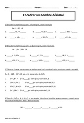 Encadrer un nombre décimal - Exercices corrigés - Numération : 7ème Harmos - PDF à imprimer