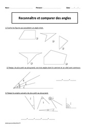 Reconnaître et comparer des angles - Exercices corrigés - Géométrie : 7ème Harmos - PDF à imprimer